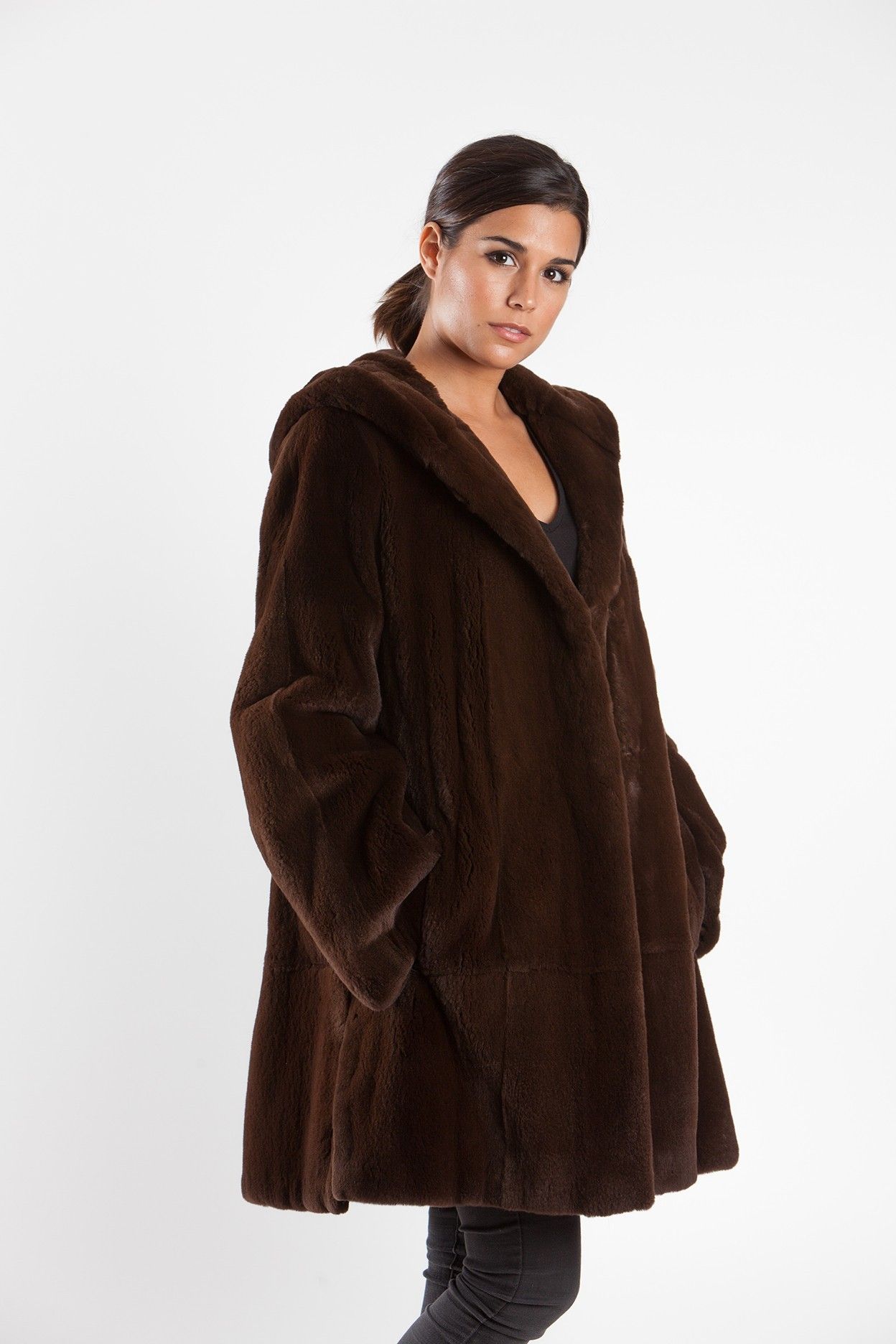CHAQUETON VISON DESPINZADO CAPUCHA