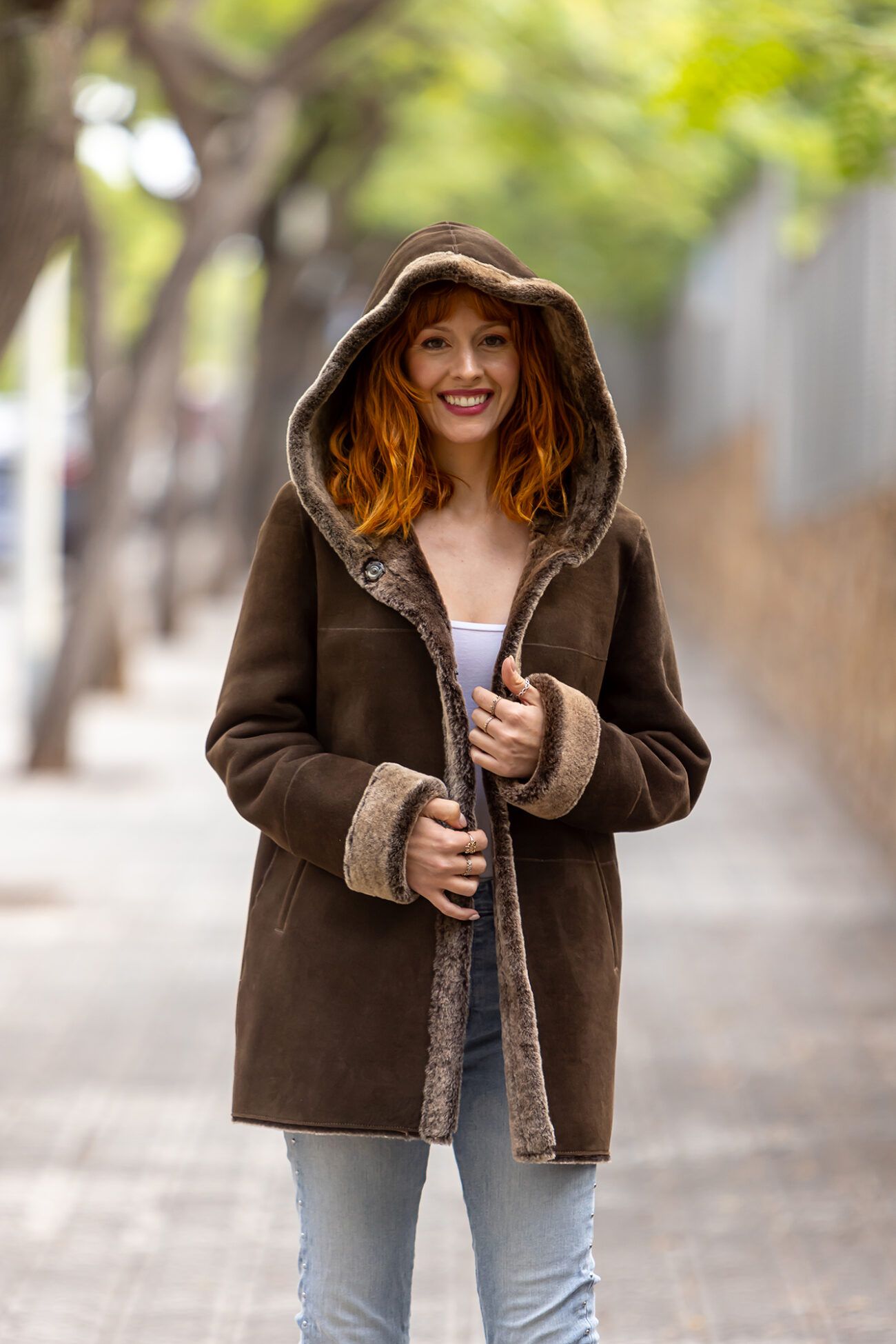 chaqueta doble faz capucha