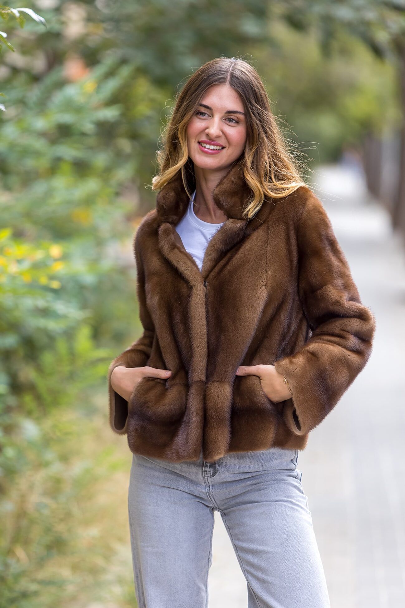chaqueta visón reversible