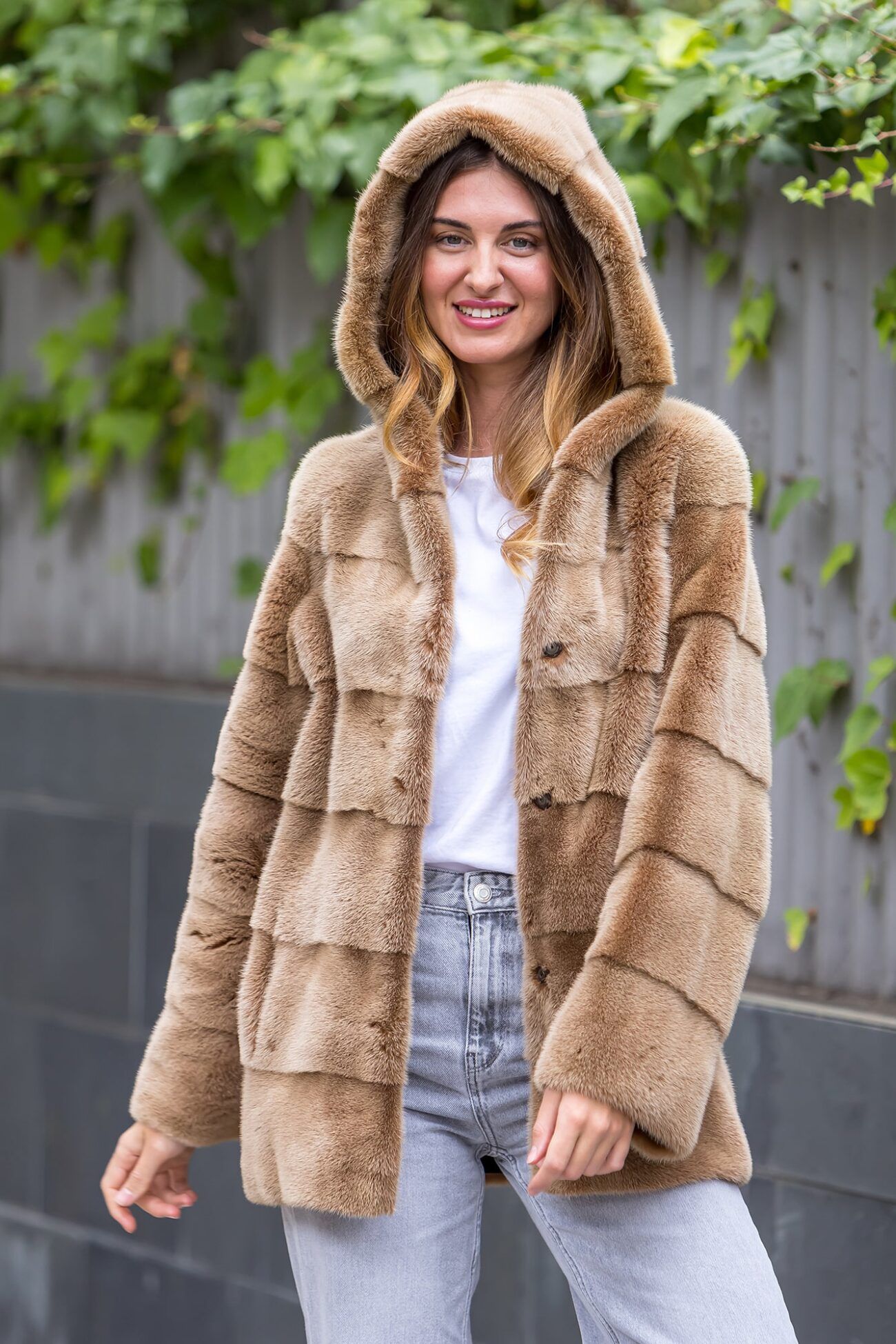 chaqueta vison reversible
